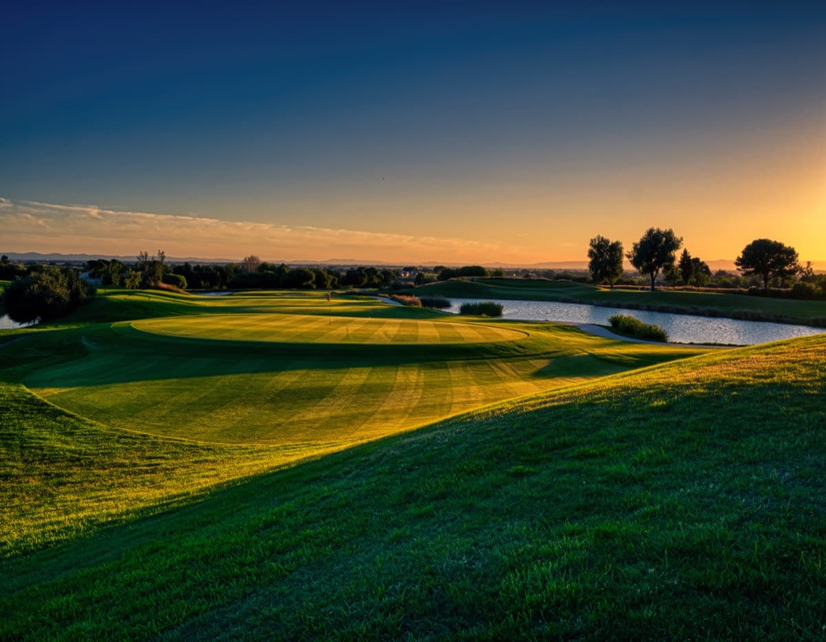 Golf course at dusk
