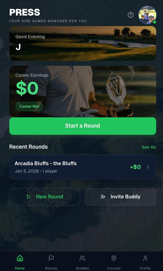 Press Dashboard - Career tally and start a round